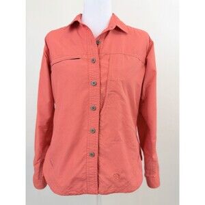 Mountain Hardwear Nylon Shirt Womens 6 Orange Long Sleeve Button Up Outdoor
